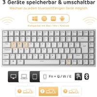 RK ROYAL KLUDGE RK84-DE 75% Kompakt Mechanikus Gamer Billentyűzet, TKL, Kék Kapcsolók, RGB Háttérvilágítás, Bluetooth, 2.4 GHz, Mac és Windo 3