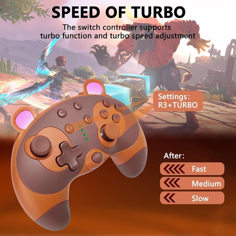Nintendo Switch Pro kontroller - Vezeték nélküli, Gyro, Turbo funkciós - Barna (használt)