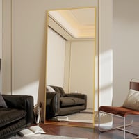 Koonmi 171x76 cm Álló Tükör - Arany Alumínium Kerettel, Teljes Alakos Fali Tükör Nappaliba és Hálószobába, Minimál Stílusú Nagyméretű Tükörl 7