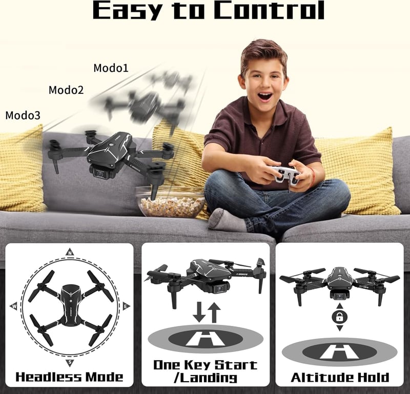 FAKJANK X19 Mini Drón 720P Dupla Kamerával, 20 Perces Repülési Idővel, WiFi FPV, Összecsukható, Gyerekeknek és Felnőtteknek, Egyérintéses Ir