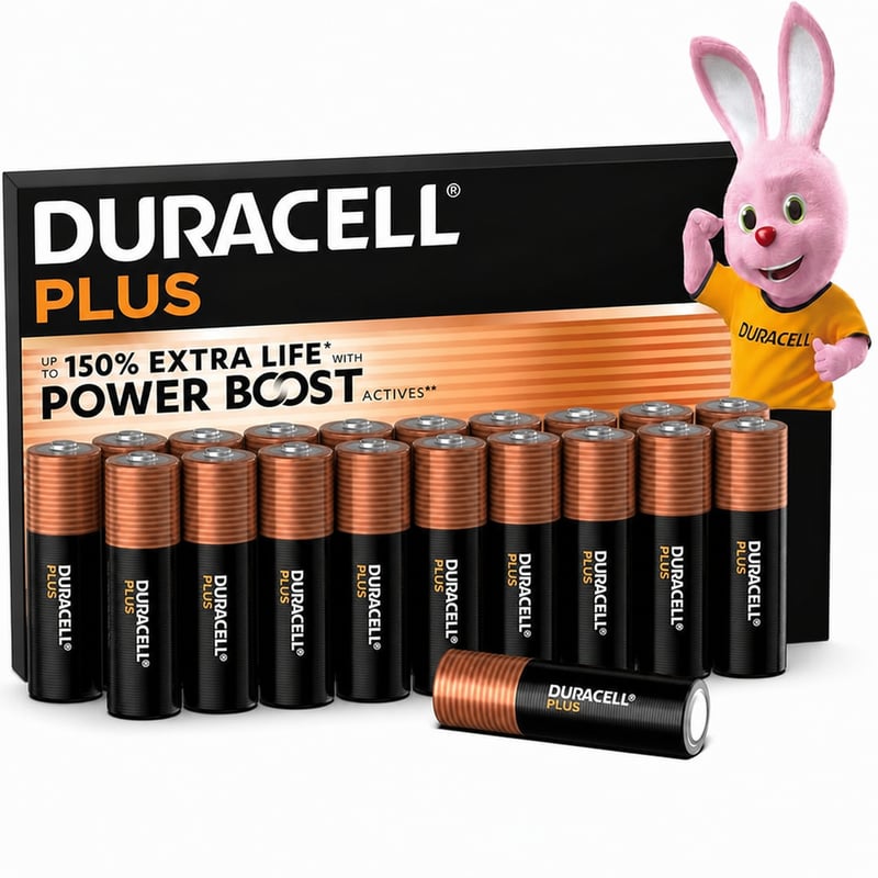 Duracell Plus AA LR6 alkalne baterije 1,5V s Power Boost tehnologijom za igraće kontrolere i digitalne fotoaparate — set od 21 komada