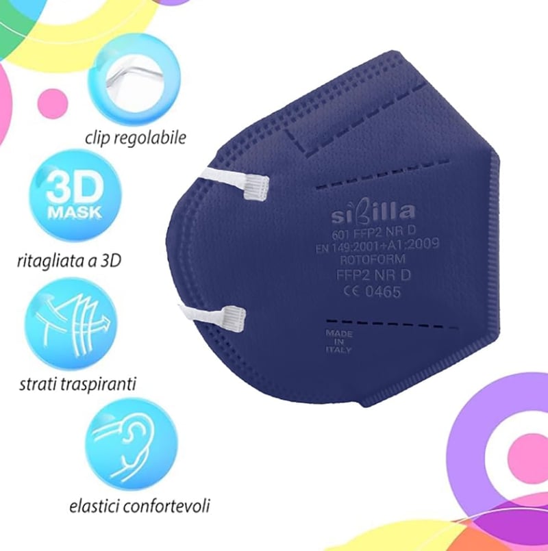 Rotoform FFP2 Maszk 5 Réteg Szűrés 50 db Színes CE2233