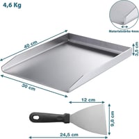 Smartpeas Rozsdamentes Acél Grillező Lap 30x40 cm - Univerzális Plancha Faszenes és Gázos Grillekhez, Egyenletes Hőelosztás, Hamburger és Tü 5