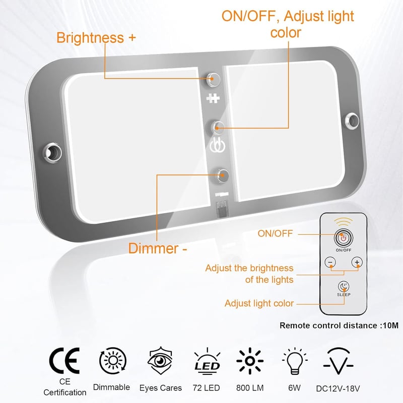 Kriogor LED Mennyezeti Lámpa Lakóautóba, 12V, Távirányítós, 4 Üzemmód, 700LM, 2db