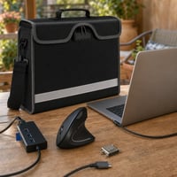 Nomad radna stanica: vodootporna torba 15,6" + vertikalni miš + USB-C konektor + 4-portni hub 1