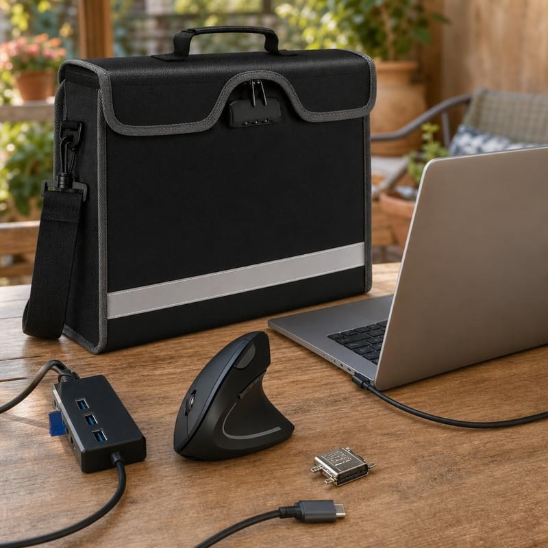 Nomad radna stanica: vodootporna torba 15,6" + vertikalni miš + USB-C konektor + 4-portni hub