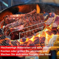 LyximGss Rozsdamentes Acél Oldalas Tartó - 5 Bordához Tervezett Grillező Kiegészítő Gáz és Faszenes Grillhez - Mosogatógépben Mosható, 33x29 3