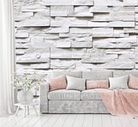 murimage 3D Kőfal Fototapéta 274x254 cm - Fehér Papír Faldekoráció Ragasztóval, Nappali és Hálószoba Díszítéshez, made in Germany 6