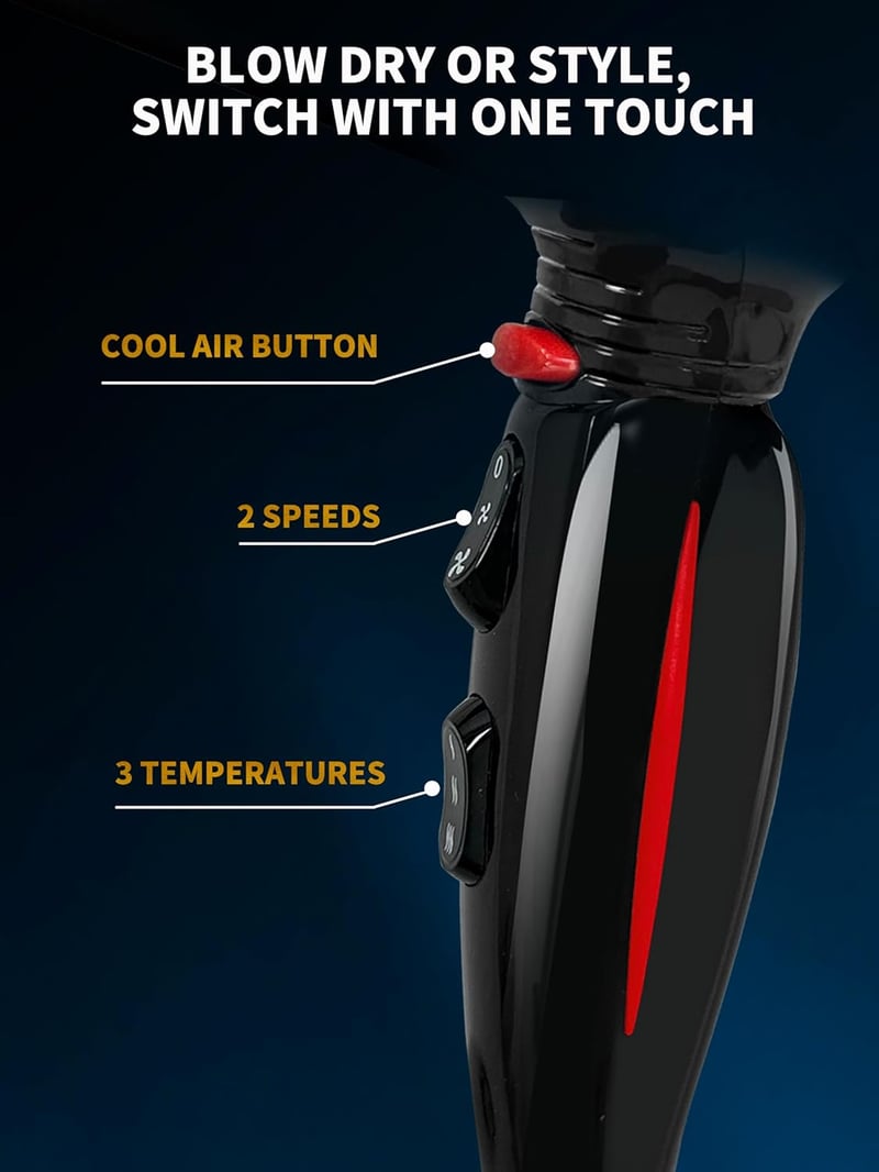Professional Hair Dryer 2400W Ionos Hajszárító Diffúzorral - 40 Millió Negatív Ion, 3 Hőfokozat, 2 Sebesség, Gyors Szárítás, Fényes Haj, Fek