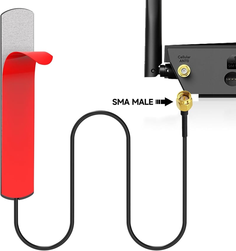 Eightwood 4G LTE Antenna 3dBi SMA Csatlakozóval, Üvegtartóval és 3 Adapterrel - GSM/3G/4G Router és Hotspot Kompatibilis, 3m Kábel