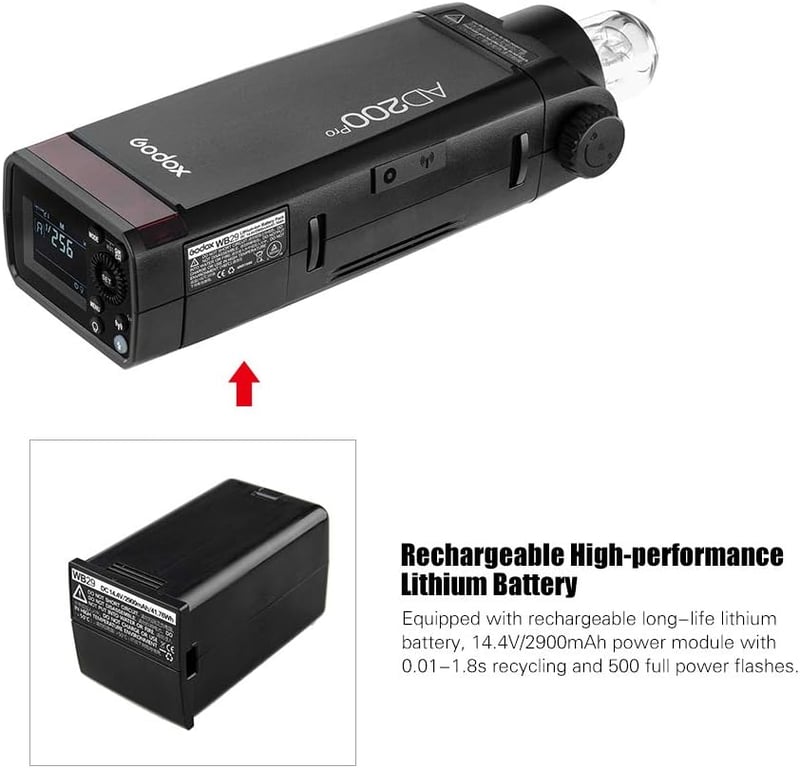 Godox AD200Pro Hordozható Vaku, Cserélhető Vakufejjel (Speedlite/Izzó), 200W Vezeték Nélküli TTL, HSS 1/8000s, X1T-C Kioldóval Canon EOS Fén