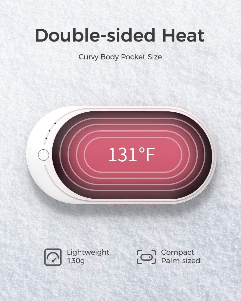 OCOOPA Újratölthető Kézmelegítő, 5200 mAh, 2 db, Alumínium, 3 Hőfokozat, Powerbank Funkcióval, Fekete, Kültéri Sportokhoz, Raynaud Szindrómá