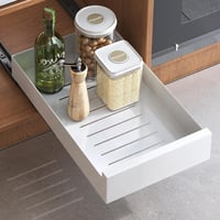 Kitstorack Teleszkópos Fiók - Kihúzható Konyhai Tárolópolc 43×25×8 cm, Fehér, Fúrás Nélkül Telepíthető Szekrényrendező, Erős Teherbírású Acél 1