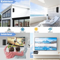 Antenă TV de interior/exterior 878DFOP DVB-T2, 39DBI, rază de recepție 480 km, antenă digitală TNT Freeview pentru utilizare în interior și exterior 7
