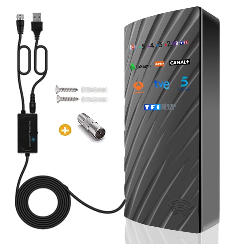Antenă TV de interior/exterior 878DFOP DVB-T2, 39DBI, rază de recepție 480 km, antenă digitală TNT Freeview pentru utilizare în interior și exterior