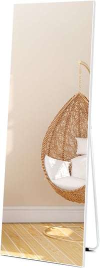 Vasemouh 150x51 cm Álló Tükör Fehér PVC Kerettel - Edzett Üveg Teljes Alakos Tükör Hálószobába, Nappaliba, Előszobába vagy Fürdőszobába 1