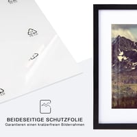 Joyshare Képkeret 30x40 cm - Fekete Fa Keret Akrilüveggel, Paszpartúval, Kétirányú Felfüggesztéssel, Gyerekbiztos, Fotókhoz, Poszterekhez, O 6