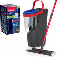 Set mop plat Vileda H2PrO cu găleată, microfibră, cu două compartimente — defect, pentru piese: rezervorul este spart (stare: vezi a 2-a poză) 1