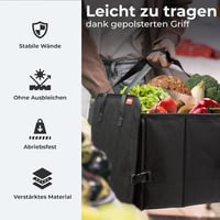 Achilles Vario-Box összecsukható autós rendszerező táska 71L - állítható csomagtartó szervező 3 rekesszel, tépőzáras rögzítéssel, fekete 7