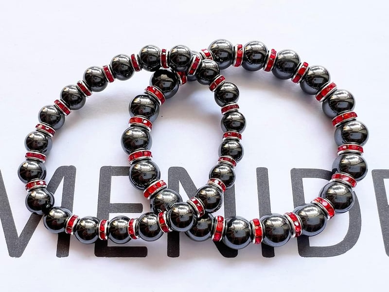 Mágneses hematit karkötő 10mm - Fájdalomcsillapító, alvásjavító, antisztatikus, férfi-női (piros, 20cm)