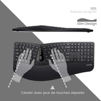 Perixx Periduo-605 Ergonomikus Vezeték Nélküli Billentyűzet és Egér Szett - Függőleges Egér Dönthető Görgővel, Állítható Csuklótámasszal, Wi 2