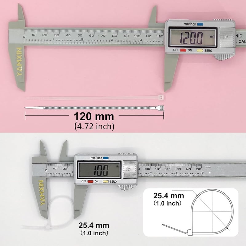 YAMXIN Kábelkötegelő 1000db Fehér 120mm x 2,5mm - Nylon Kábelrendező Kötegelő Elektromos Szereléshez, Háztartásba, Kertbe, Számítógéphez