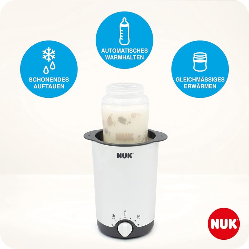 NUK Thermo 3-in-1 cumisüveg melegítő - Biztonságos és gyors melegítés, kiolvasztás és melegen tartás cumisüvegekhez és bébiételes üvegekhez
