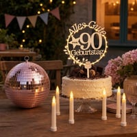 Rođendanski disko paket: LED ukras za tortu + 20 cm disko kugla + 6x LED svijeća na baterije 1