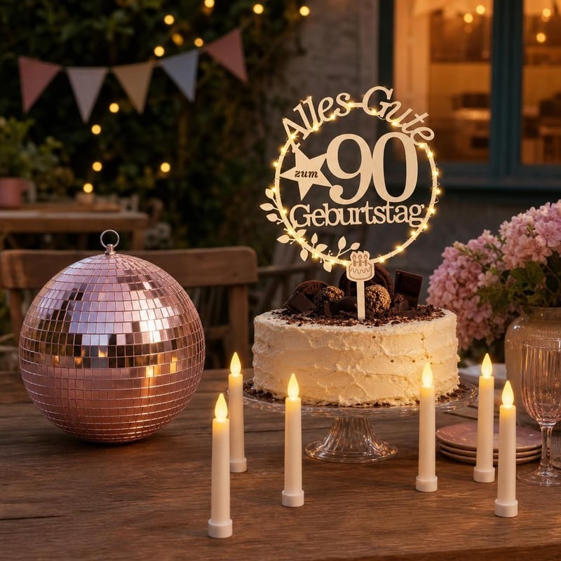 Rođendanski disko paket: LED ukras za tortu + 20 cm disko kugla + 6x LED svijeća na baterije