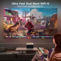AKATUO Natív 1080P Okos Projektor - 360° Forgatható, WiFi6, Bluetooth, Automata Fókusz, 4K Támogatás, 50% Zoom, Beépített Hangszóró, Hordozh 5