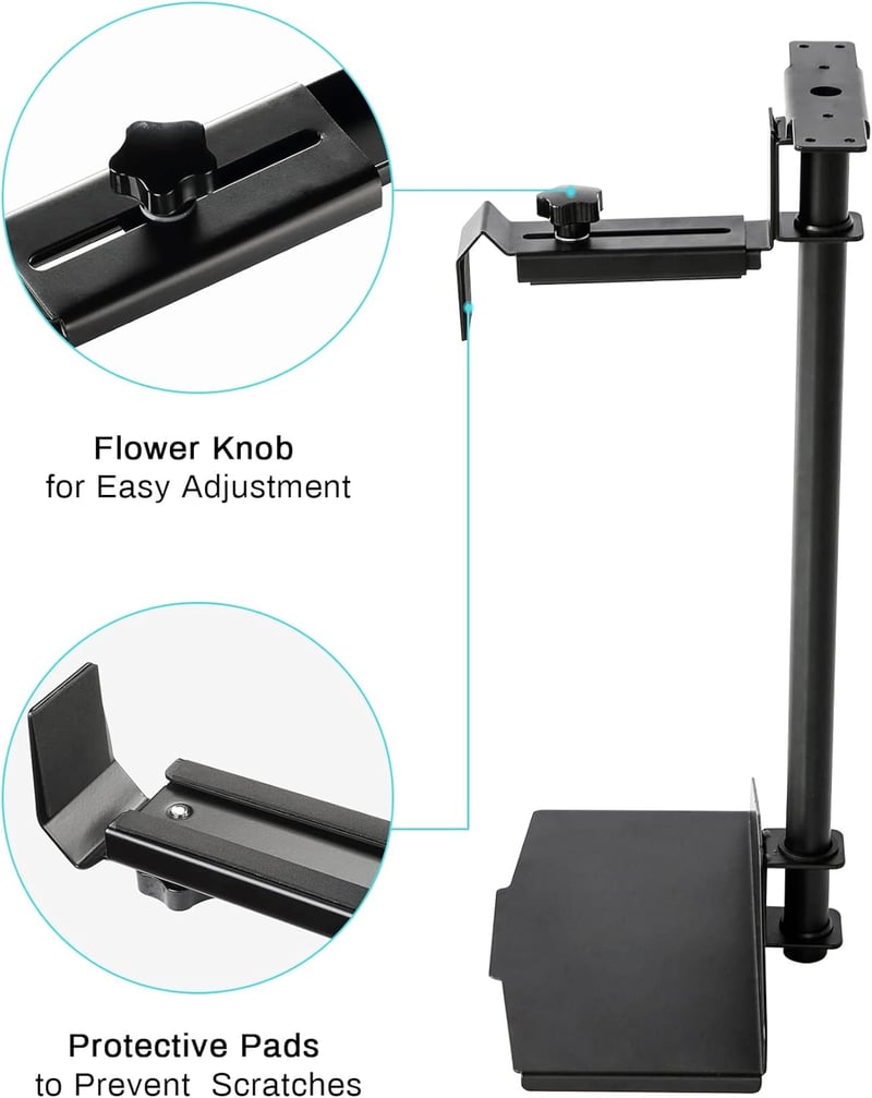 EUREKA ERGONOMIC Asztali PC Tartó - 360° Forgatható, Állítható Magasságú és Szélességű Számítógépház Tartó Asztal Alá, Fekete, 20kg Teherbír