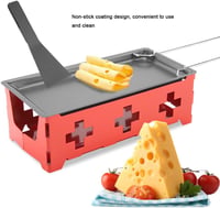 Piros Mini Raclette Sajtolvasztó Készlet Pálcikákkal, Hordozható 3