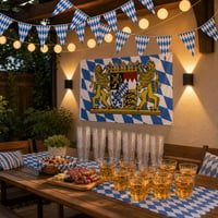 Oktoberfest set za terasu: zastavice + zastava + 40 čaša + LED lampice + 2 zidne lampe 1