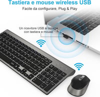 Olasz QWERTY vezeték nélküli billentyűzet és egér szett, ergonomikus, Windows/PC/Laptop 5