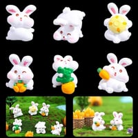 KyeeaDIY Tündérkert Mini Nyuszi Figurák - 6 db-os Kerti Dekoráció Szett 1