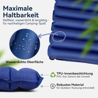 Hikenture Ultrakönnyű Dupla Kempingmatrac - Felfújható Matrac 2 Személynek, Lábpumpával, 200x120cm, Túrázáshoz, Kempingezéshez, Sötétkék 3