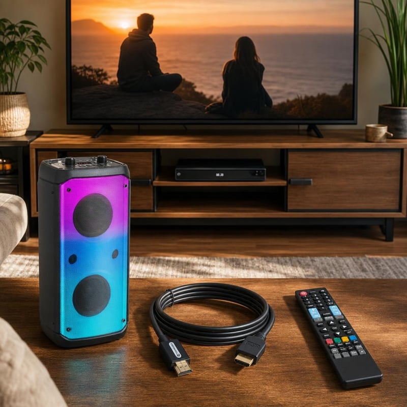 Set Home Cinema: Cablu HDMI 5m + Boxă Bluetooth LED + Telecomandă universală
