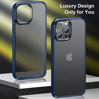 iPhone 13 Pro Max Átlátszó-Kék Szilikon Tok Szürke Csíkos Mintával 2