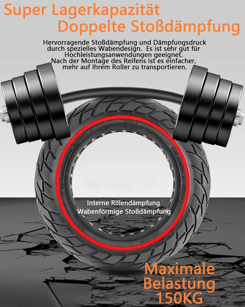 Segway Ninebot Max G30 tömör kerék, piros csíkos, csúszásgátló, defektmentes (2 db)