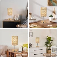 Rayofly Érintésvezérelt Éjjeli Lámpa Szett - 2 db Rattan Búrás Vintage Asztali Lámpa USB-A/C Töltővel, LED Izzóval, Bohém Stílusban Hálószob 8