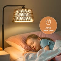 Rayofly Állólámpa Távirányítóval - Rattan Boho Állólámpa LED Izzóval, Alkalmazásvezérléssel, Rattan és Lenvászon Lámpaernyővel Nappali és H 8