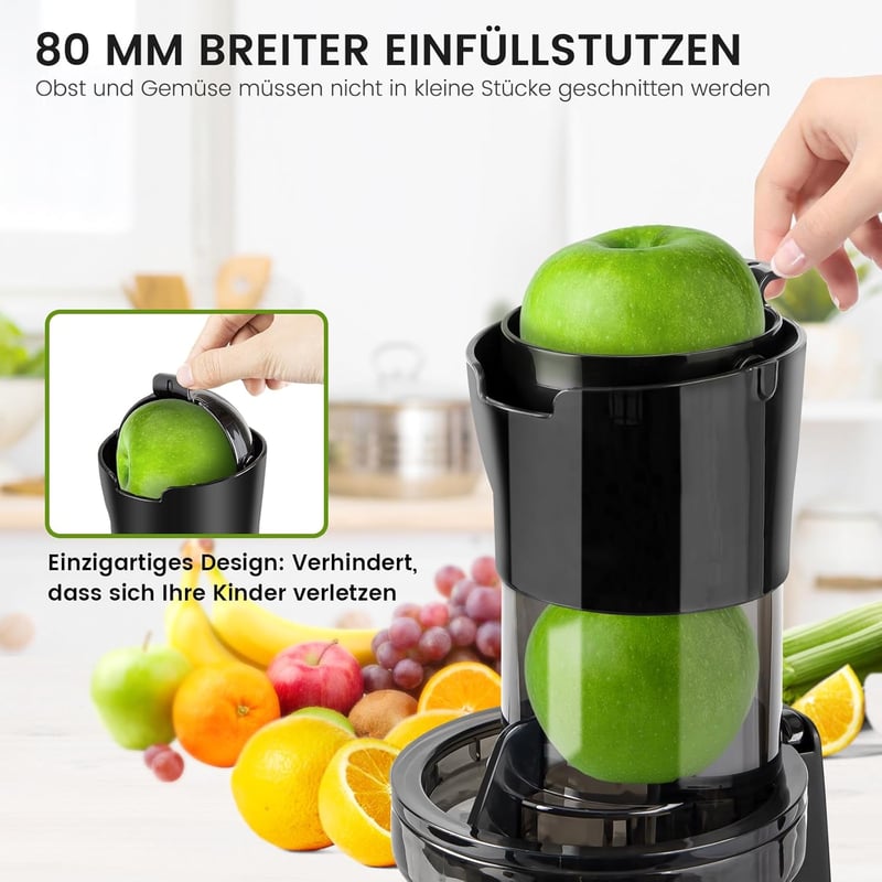Keenray Lassú Gyümölcsfacsaró Hidegpréses Centrifuga 80mm Széles Szájjal, Csendes Motor, Fehér Színű Juice Extractor
