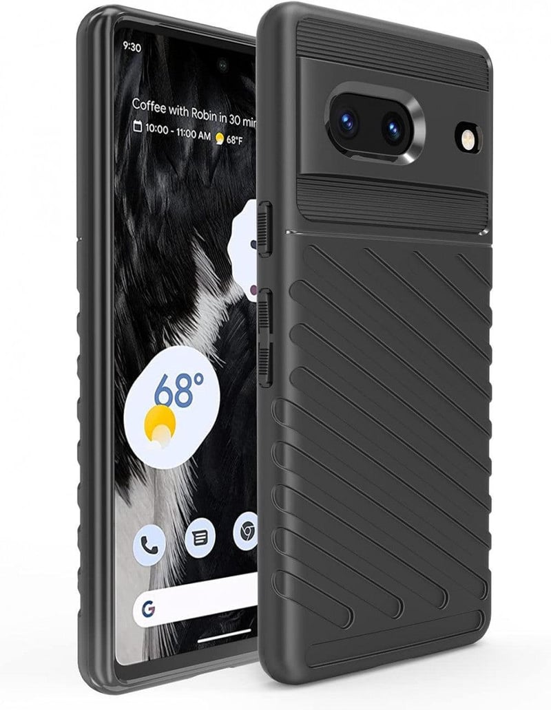 Google Pixel 7 Rácsmintás Vékony Fekete Védőtok - Ütésálló TPU