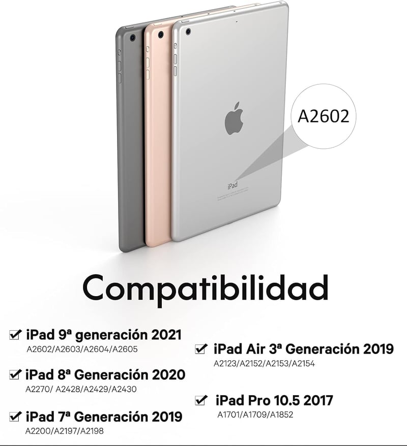 Earto iPad billentyűzet 7 színű háttérvilágítással, 10.2" iPad 9/8/7 generációhoz, fekete