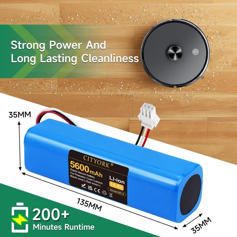 CITYORK 5600 mAh Li-Ion Pótakkumulátor Proscenic M7/M8 Pro, Roidmi Eve Plus, Viomi S9, Neabot N1/N2, Tesvor M1 Robotporszívókhoz, 14.4V