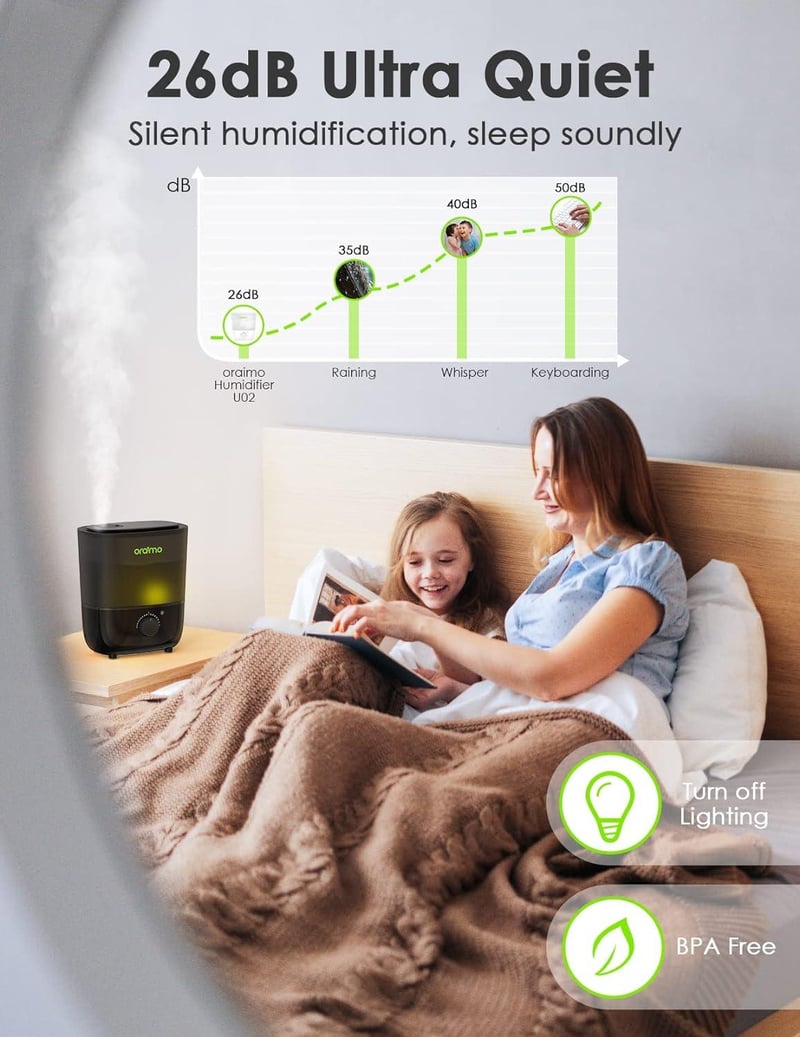Oraimo 2.5L Ultrahangos Párásító Illóolaj Diffúzorral és Éjszakai Fénnyel