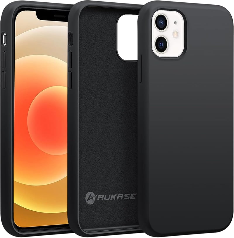 iPhone 12/12 Pro Prémium Szilikon Tok - Fekete, Ütésálló, Mikroszálas Béléssel