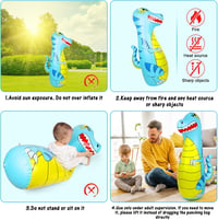 EQARD 120cm Felfújható Dinoszaurusz Boxzsák Gyerekeknek 3-9 Éves Korig, Boxkesztyűvel, Vastag PVC Anyagból, Karate, MMA, Taekwondo Edzéshez 6