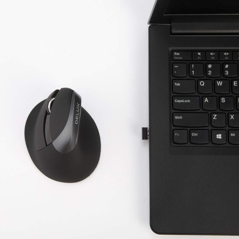 DeLUX M618ZD ergonomikus, vezeték nélküli, balkezes egér - RGB, 4000 DPI, újratölthető, csendes