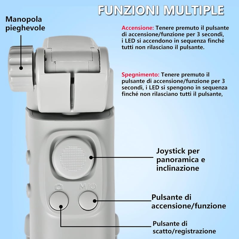 STRBDYI 3 tengelyes telefonstabilizátor iPhone Android AI követéssel összecsukható